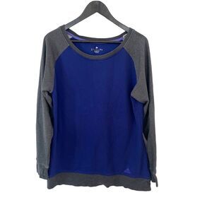 adidas Purple Grey Raglan Boatneck Climate Cotton‎ Sweatshirt L